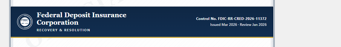 Federal Deposit Insurance Corporation — Recovery & Resolution